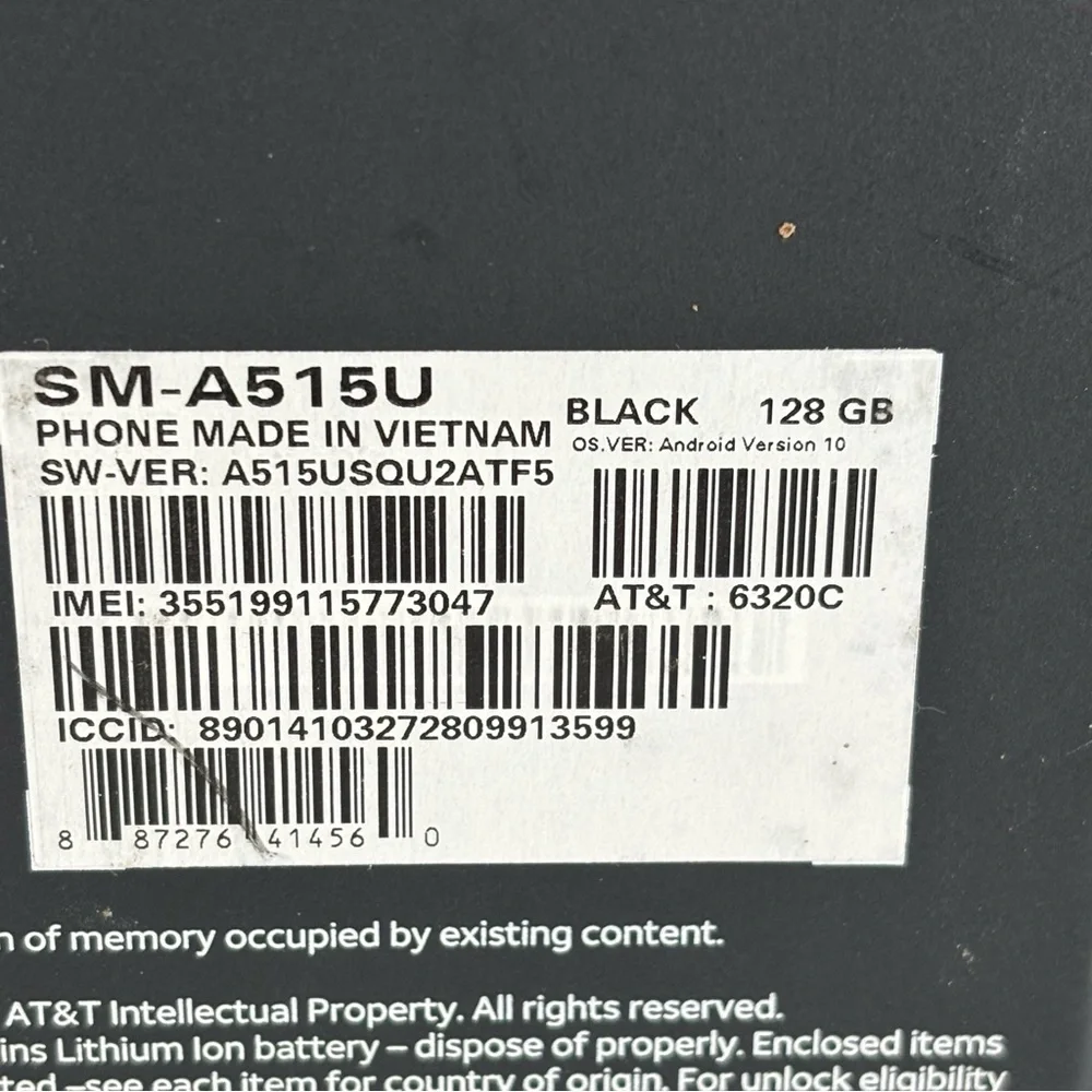 NWT SAMSUNG Galaxy A51 BLACK 128 GB smartphone sealed in box Att locked